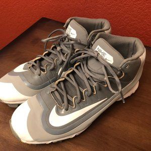Nike Men's Huarache 807141-010 Gray White Baseball / Softball Cleats